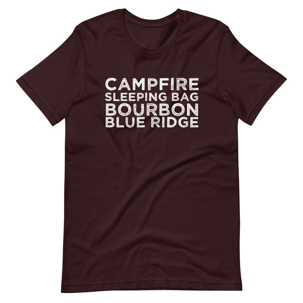 "Campfire, Sleeping Bag, Bourbon" BRO Tee